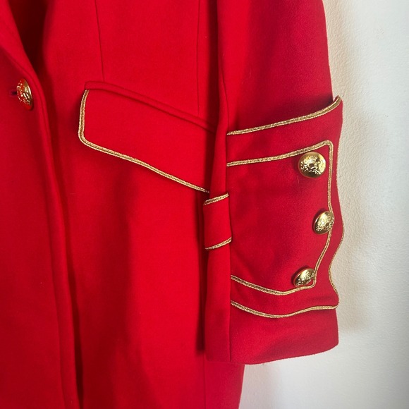 NWT Banana Republic OliviaPalermo Red Military Wool Blend Long Coat Petite Small - Picture 7 of 13